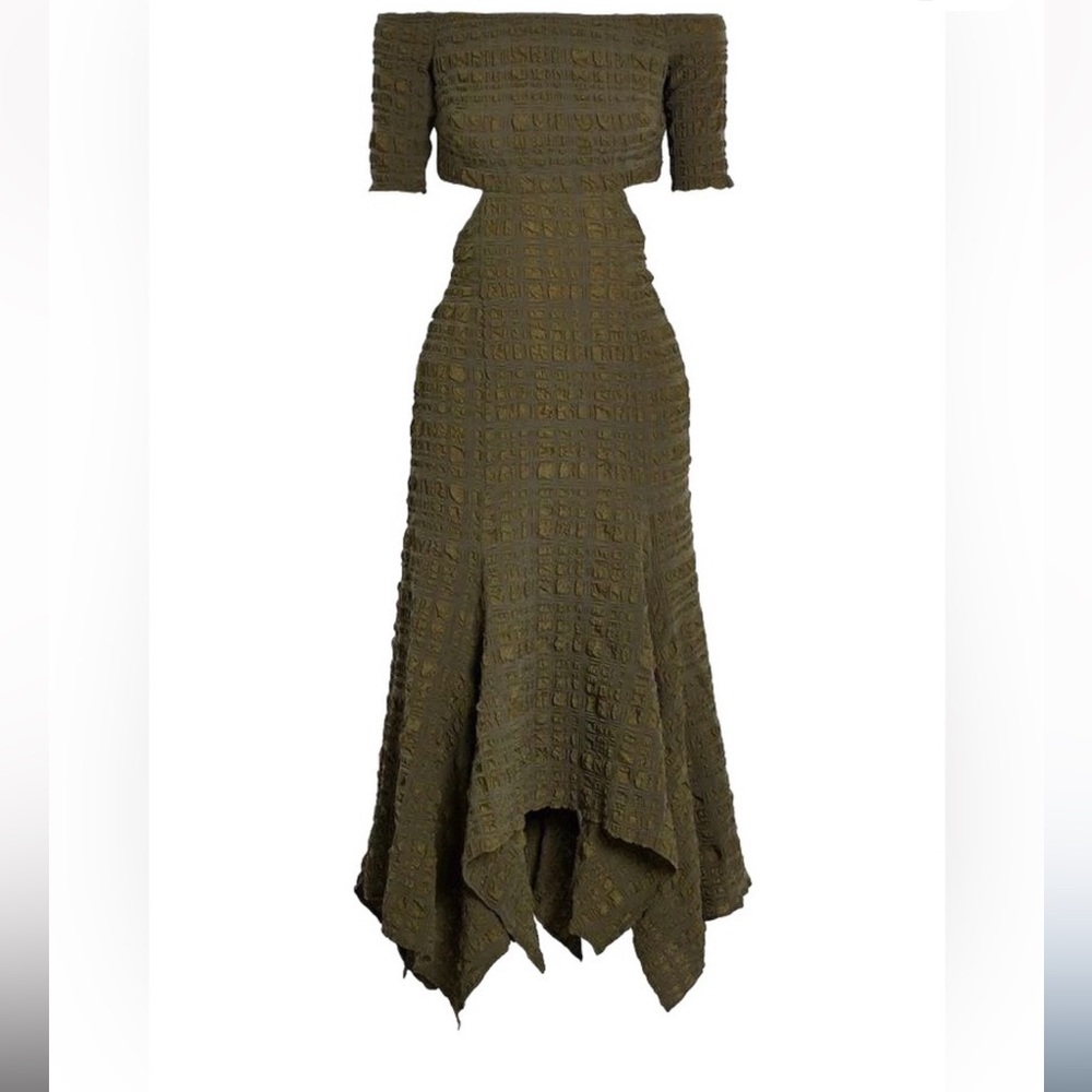 Cult Gaia Textured Cut-Out Tris Dress Off-Shoulder